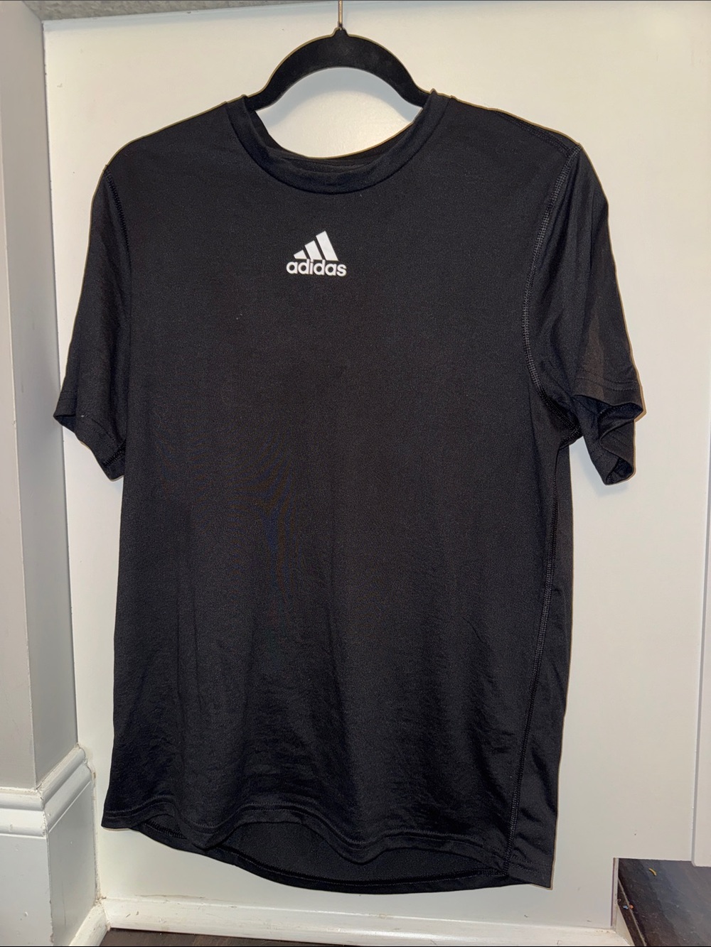 adidas Black Short Sleeve Tee with White Logo - Men's
